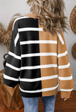 Black & Tan Striped Oversized Sweater