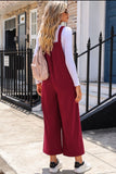 Deep Red Wide Leg Corduroy Jumpsuit