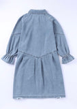 Cinched Sleeve Denim Dress