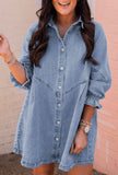 Cinched Sleeve Denim Dress