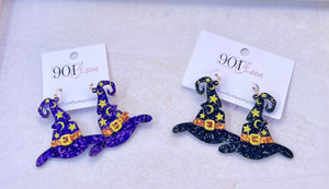 Sparkle Witch Hat Earrings