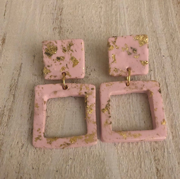 Pink Polymer Clay with Gold Leaf