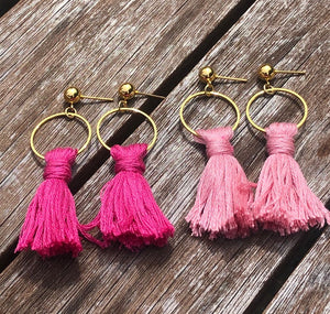 Tassel Earrings with Gold Circle