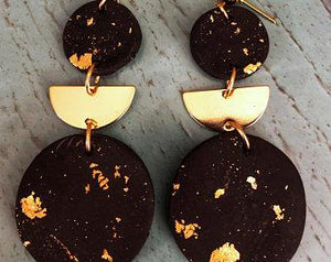 Clay and Gold Leaf Earrings