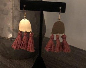 Gold and Coral Tassel Earrings