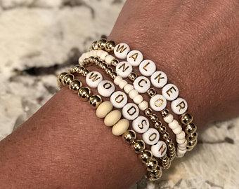 Gold Filled and Bone Personalized Bracelet Stack