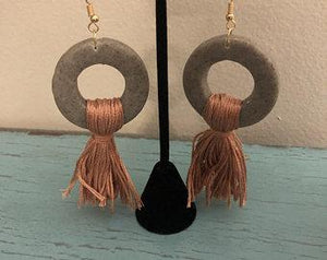 Granite Polymer Clay Earring with Tassel