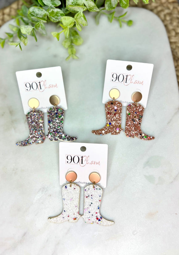 Sparkly Cowboy Boot Earrings