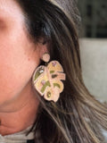 Sale: Beaded Palm Leaf Earrings