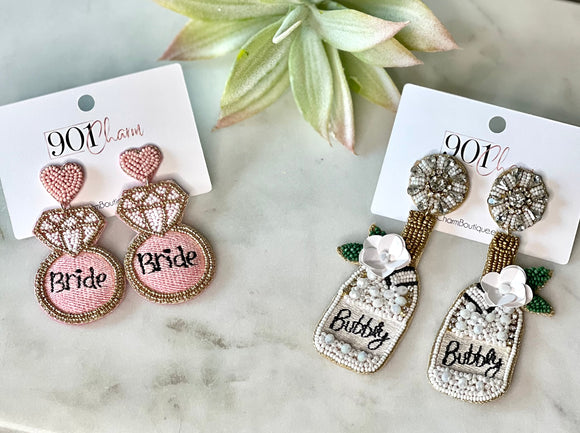 Sale: Bride & Champagne Earrings