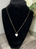 Gold Filled White Heart Necklace