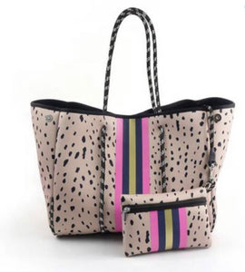 Pink Spotted Neoprene Tote Bag