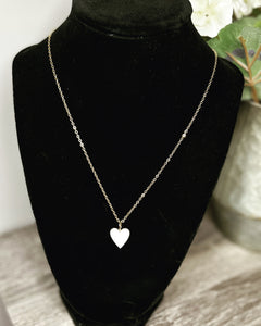 Gold Filled White Heart Necklace