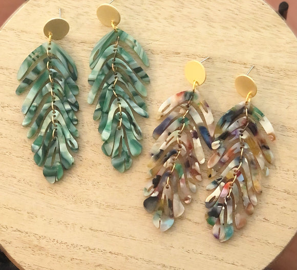 Mosaic Leaf Earrings