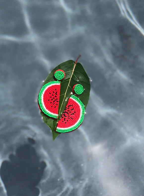 Sale: Beaded Watermelon Earrings