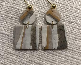 Marble Polymer Clay Square Earrings